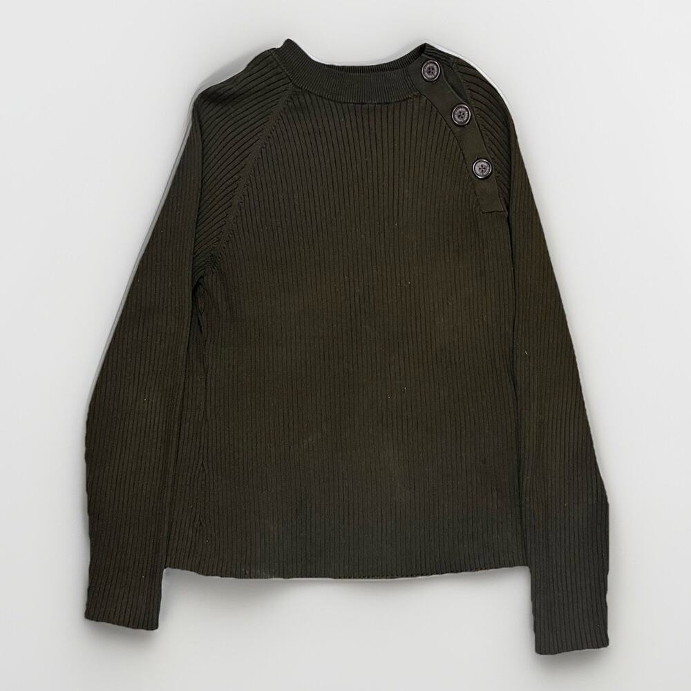 Lauren Ralph Lauren Womens Collar Button Sweater Cotton XL Green